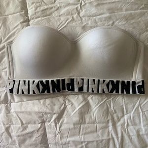 Pink Victoria Secret Strapless Bra, Size Medium, White